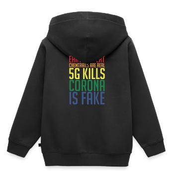 Conspiracy theory Verschwörung Theorie Flat Earth - Kinder Premium Organic Hoodie - Schwarz - Hinten - AI Model Kid Male (0cm)