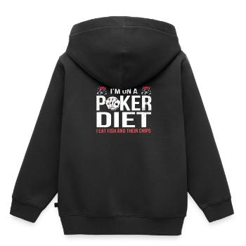 Poker Spieler Pokern Kartenspiel Karten Spiel - Kinder Premium Organic Hoodie - Schwarz - Hinten - AI Model Kid Male (0cm)