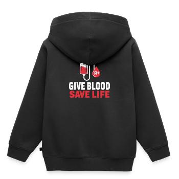 Le don de sang donneur de sang Don de donneurs - Sweat Premium à capuche enfant bio - noir - Dos - AI Model Kid Male (0cm)