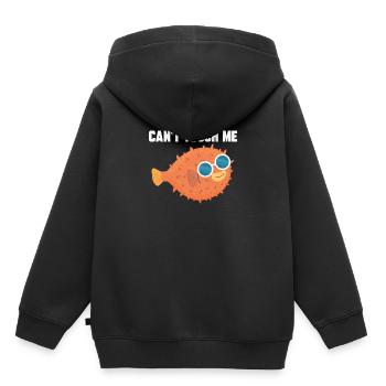Poisson-tampon poisson-tampon Poisson Ballon Poissons - Sweat Premium à capuche enfant bio - noir - Dos - AI Model Kid Male (0cm)
