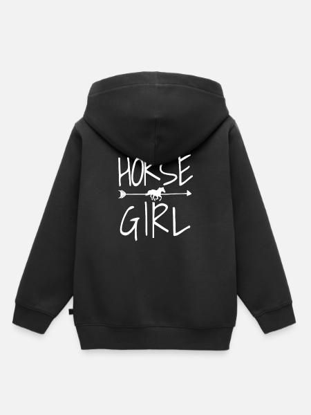Pferd - Kinder Premium Organic Hoodie - Schwarz