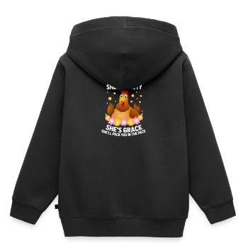 poule - Sweat Premium à capuche enfant bio - noir - Dos - AI Model Kid Male (0cm)