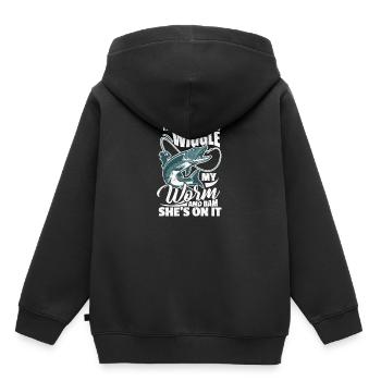Cadeau de pêcheur pêcheur pêcheur - Sweat Premium à capuche enfant bio - noir - Dos - AI Model Kid Male (0cm)