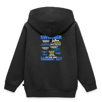 Schwimmen - Kinder Premium Organic Hoodie - Schwarz - Hinten - AI Model Kid Male (0cm)