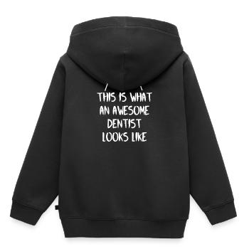 ZAHNARZT ZAHNPASTA ZAHNARZTHELFER - Kinder Premium Organic Hoodie - Schwarz - Hinten - AI Model Kid Male (0cm)