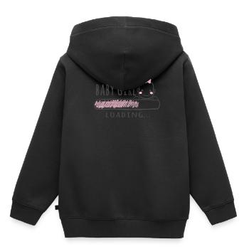 Chemise Enceinte Cadeau Fille, Bébé Fille - Sweat Premium à capuche enfant bio - noir - Dos - AI Model Kid Male (0cm)
