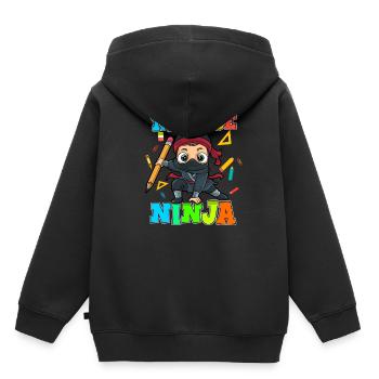 Einschulung Schulkind Ninja 1. Klasse Schulanfang - Kinder Premium Organic Hoodie - Schwarz - Hinten - AI Model Kid Male (0cm)