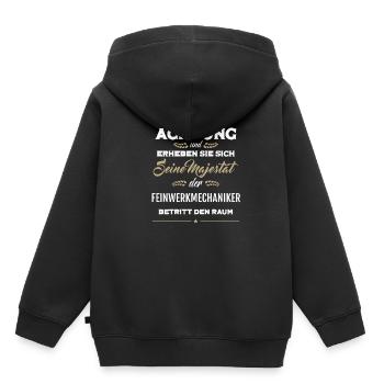 Seine Majestät der Feinwerkmechaniker betritt den - Kinder Premium Organic Hoodie - Schwarz - Hinten - AI Model Kid Male (0cm)