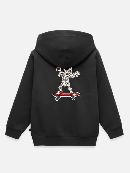 Skater Schlittschuhlaufen Skateboard Skelett Skul - Premium børne hættetrøje økologisk - sort