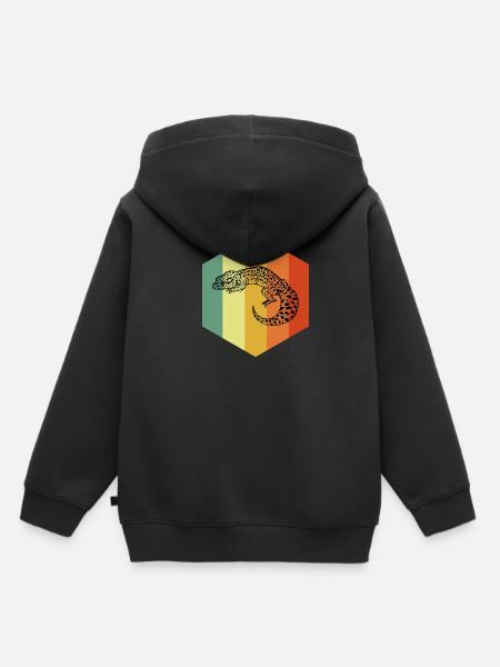 GECKO Retro Gekko Shirt - Kinder Premium Organic Hoodie - Schwarz
