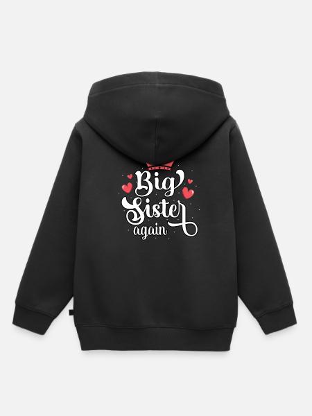 Pregnancy Announcement Big Sister Again Princess - Hoodie Premium barn ekologisk - svart
