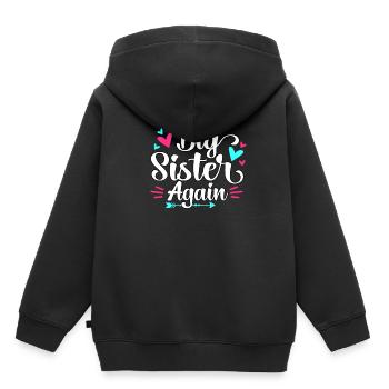 Big Sister Again Announcement Pregnancy Girls - Kinder Premium Organic Hoodie - Schwarz - Hinten - AI Model Kid Male (0cm)