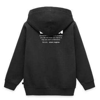Description végétalienne - Sweat Premium à capuche enfant bio - noir - Dos - AI Model Kid Male (0cm)