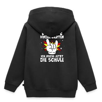 Bye bye Kindergarten ich rocke jetzt die Schule - Kinder Premium Organic Hoodie - Schwarz - Hinten - AI Model Kid Male (0cm)