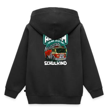 Alarm ich bin jetzt ein Schulkind 1. Klasse - Kinder Premium Organic Hoodie - Schwarz - Hinten - AI Model Kid Male (0cm)