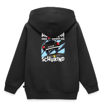 Achtung hier kommt ein Schulkind 1. Klasse - Kinder Premium Organic Hoodie - Schwarz - Hinten - AI Model Kid Male (0cm)