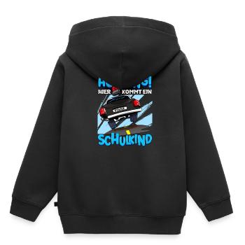 Achtung hier kommt ein Schulkind 1. Klasse - Kinder Premium Organic Hoodie - Schwarz - Hinten - AI Model Kid Male (0cm)