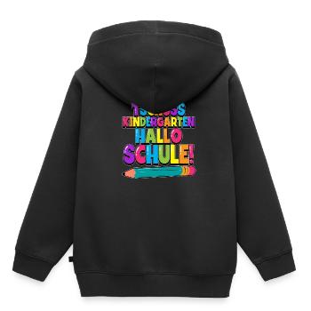 Tschüss Kindergarten Hallo Schule Einschulung - Kinder Premium Organic Hoodie - Schwarz - Hinten - AI Model Kid Male (0cm)