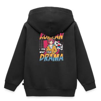 Design pop coréen pour un fan de mode K-Pop - Sweat Premium à capuche enfant bio - noir - Dos - AI Model Kid Male (0cm)