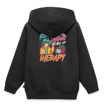Design pop coréen pour un fan de mode K-Pop - Sweat Premium à capuche enfant bio - noir - Dos - AI Model Kid Male (0cm)