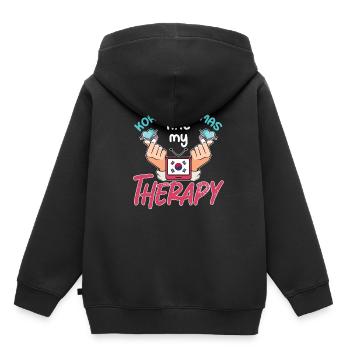 Design pop coréen pour un fan de mode K-Pop - Sweat Premium à capuche enfant bio - noir - Dos - AI Model Kid Male (0cm)
