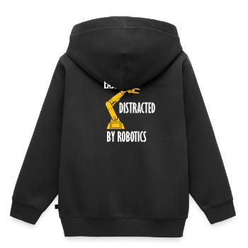 Abgelenkt von Robotern Elektronischer Robotik - Kinder Premium Organic Hoodie - Schwarz - Hinten - AI Model Kid Male (0cm)