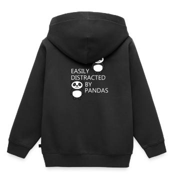 Distrait par les pandas : la nature ironique de - Sweat Premium à capuche enfant bio - noir - Dos - AI Model Kid Male (0cm)