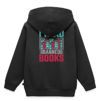 I Read Banned Books Bücher Bibliothek - Kinder Premium Organic Hoodie - Schwarz - Hinten - AI Model Kid Male (0cm)