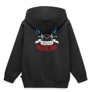 Ask Me About Medicare Versicherungsfachmann - Kinder Premium Organic Hoodie - Schwarz - Hinten - AI Model Kid Male (0cm)