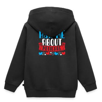 Ask Me About Medicare Versicherungsfachmann - Kinder Premium Organic Hoodie - Schwarz - Hinten - AI Model Kid Male (0cm)
