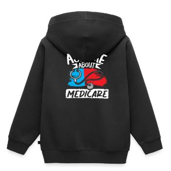 Ask Me About Medicare Versicherungsfachmann - Kinder Premium Organic Hoodie - Schwarz - Hinten - AI Model Kid Male (0cm)