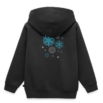 Floçons de neige, saison d'hiver, vacances - Sweat Premium à capuche enfant bio - noir - Dos - AI Model Kid Male (0cm)
