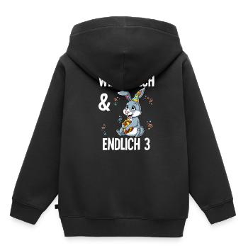 3. Geburtstag Hase Wild Frech Und Endlich 3 Jahre - Kinder Premium Organic Hoodie - Schwarz - Hinten - AI Model Kid Male (0cm)