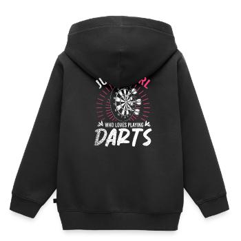 Juste une fille qui aime jouer au Darts Disc Club - Sweat Premium à capuche enfant bio - noir - Dos - AI Model Kid Male (0cm)