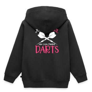 Juste une fille qui aime jouer au Darts Disc Club - Sweat Premium à capuche enfant bio - noir - Dos - AI Model Kid Male (0cm)