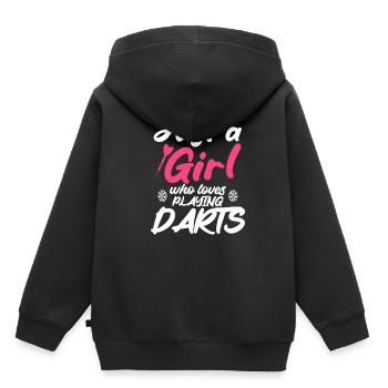 Juste une fille qui aime jouer au Darts Disc Club - Sweat Premium à capuche enfant bio - noir - Dos - AI Model Kid Male (0cm)