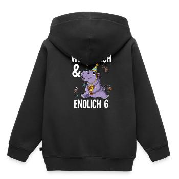 6. Geburtstag Nilpferd Wild Frech Und Endlich 6 - Kinder Premium Organic Hoodie - Schwarz - Hinten - AI Model Kid Male (0cm)