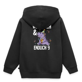 9. Geburtstag Nilpferd Wild Frech Und Endlich 9 - Kinder Premium Organic Hoodie - Schwarz - Hinten - AI Model Kid Male (0cm)