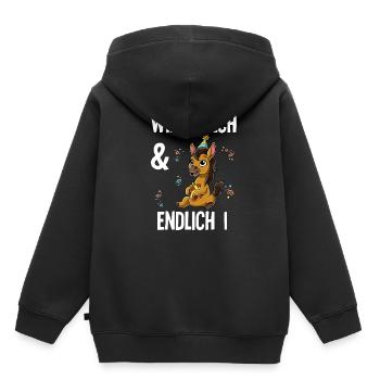 1. Geburtstag Pferd Wild Frech Und Endlich 1 Jahre - Kinder Premium Organic Hoodie - Schwarz - Hinten - AI Model Kid Male (0cm)