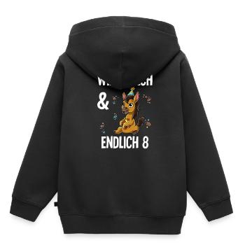 8. Geburtstag Pferd Wild Frech Und Endlich 8 Jahre - Kinder Premium Organic Hoodie - Schwarz - Hinten - AI Model Kid Male (0cm)