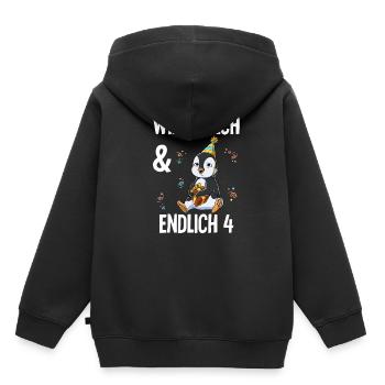 4. Geburtstag Pinguin Wild Frech Und Endlich 4 - Kinder Premium Organic Hoodie - Schwarz - Hinten - AI Model Kid Male (0cm)