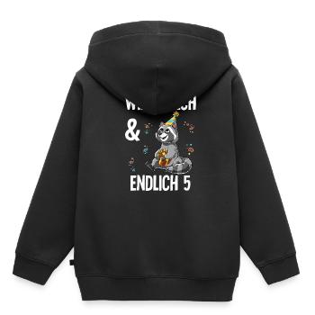 5. Geburtstag Waschbär Wild Frech Und Endlich 5 - Kinder Premium Organic Hoodie - Schwarz - Hinten - AI Model Kid Male (0cm)
