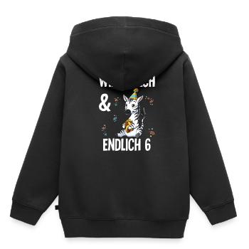 6. Geburtstag Zebra Wild Frech Und Endlich 6 Jahre - Kinder Premium Organic Hoodie - Schwarz - Hinten - AI Model Kid Male (0cm)