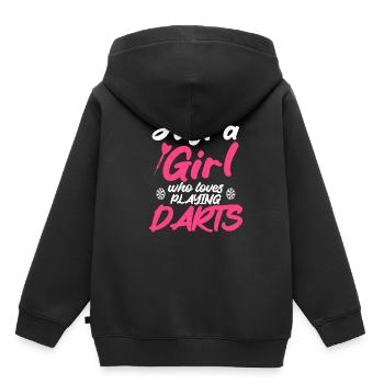 Juste une fille qui aime jouer au Darts Disc Club - Sweat Premium à capuche enfant bio - noir - Dos - AI Model Kid Male (0cm)