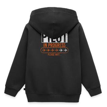 Pilot In Progress Please Wait Loading Plane - Kinder Premium Organic Hoodie - Schwarz - Hinten - AI Model Kid Male (0cm)