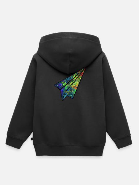 Papierflieger bunt - Kinder Premium Organic Hoodie - Schwarz