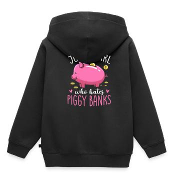 Juste une fille qui déteste les tirelires - Sweat Premium à capuche enfant bio - noir - Dos - AI Model Kid Male (0cm)