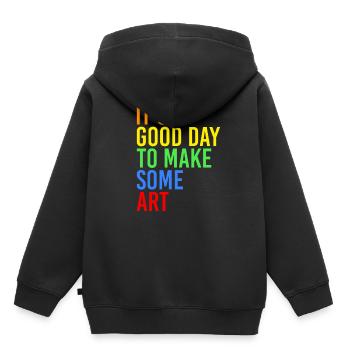 C’est une bonne journée pour faire de l’art - Sweat Premium à capuche enfant bio - noir - Dos - AI Model Kid Male (0cm)
