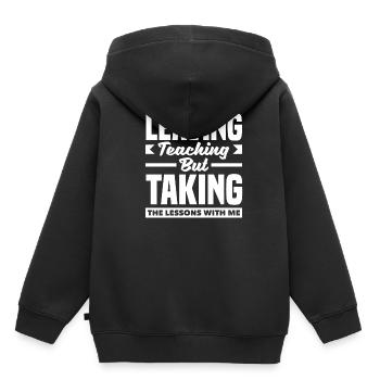 Quitter l’enseignement mais prendre les leçons avec moi - Sweat Premium à capuche enfant bio - noir - Dos - AI Model Kid Male (0cm)