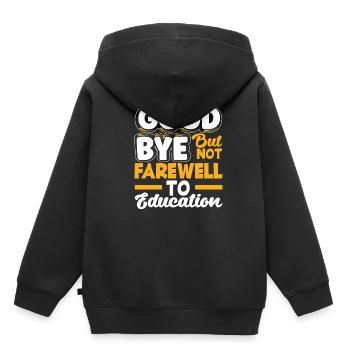 Adieu mais pas adieu à l’éducation - Sweat Premium à capuche enfant bio - noir - Dos - AI Model Kid Male (0cm)